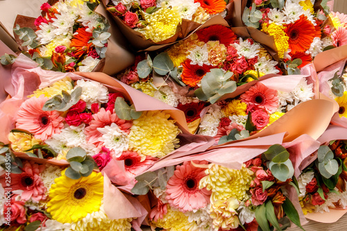 Bouquet with eucalyptus, Chrisza, Alstra, Herber, Rose. photo