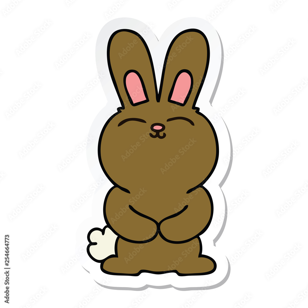 Obraz premium sticker of a quirky hand drawn cartoon rabbit