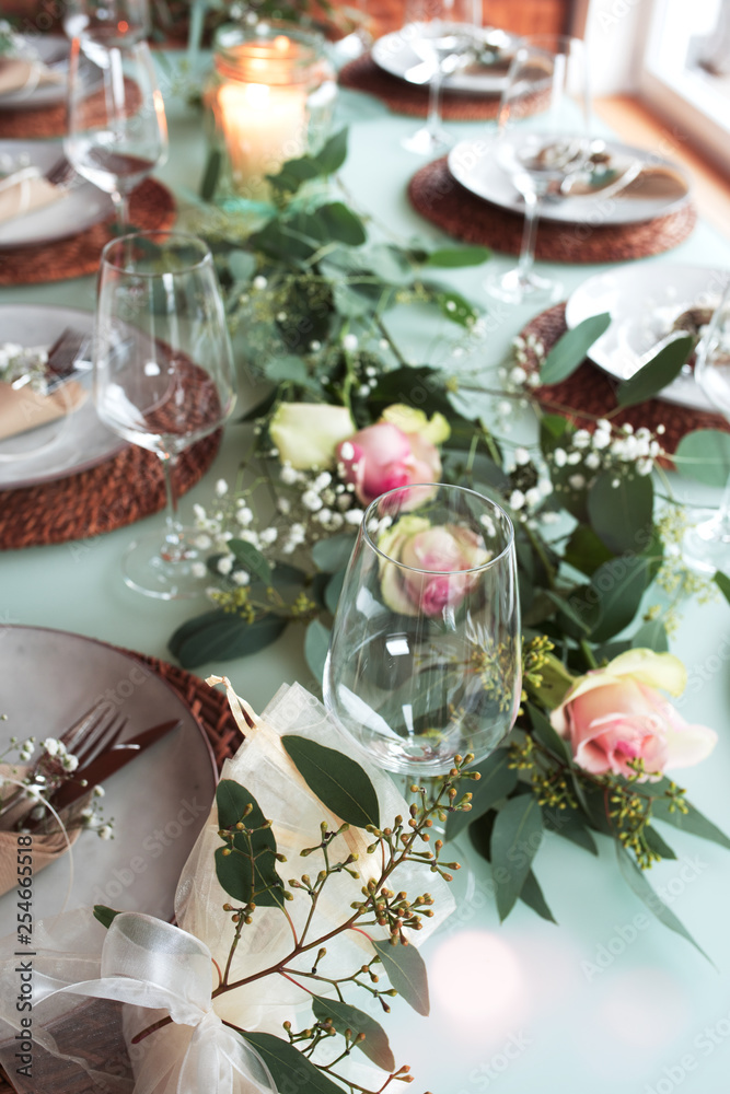 Fototapeta premium Festive decorated wedding table