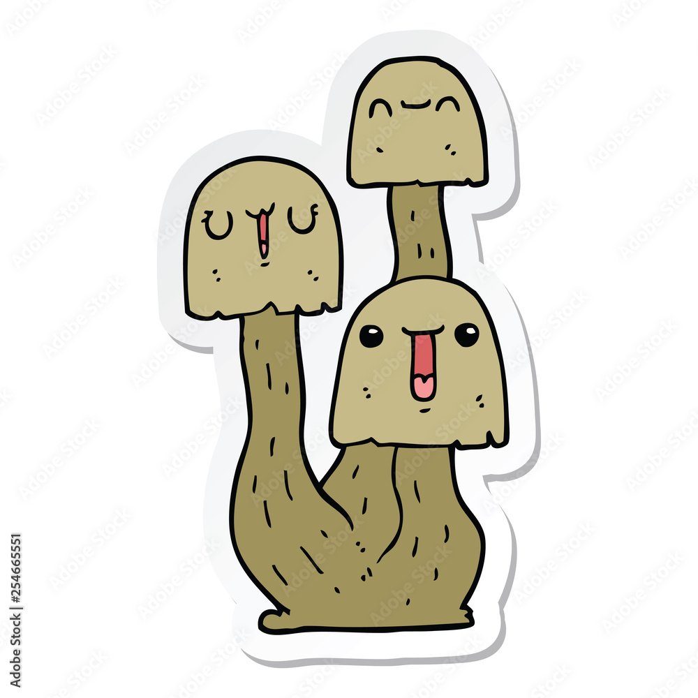 sticker of a cartoon mushroom sticker of a cartoon mushroom