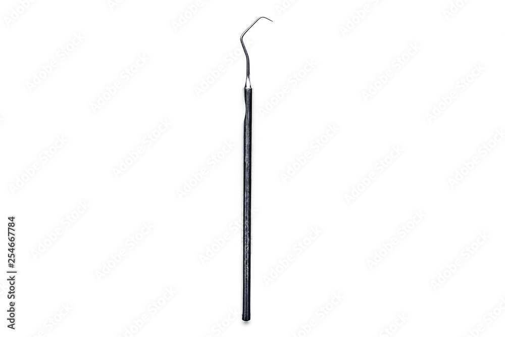 Metal medical dental tool isolated on white background Metal medical dental tool isolated on white background