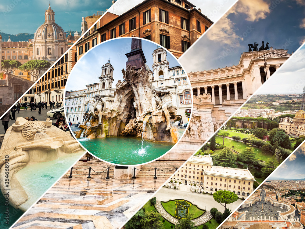 Collage of sights of Rome, Italy Stock Photo | Adobe Stock
