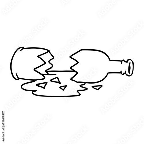 line drawing doodle of a broken bottle