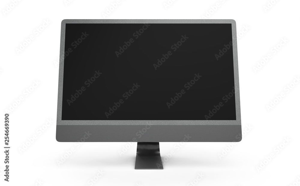 3d rendering black monitor isolated on white background