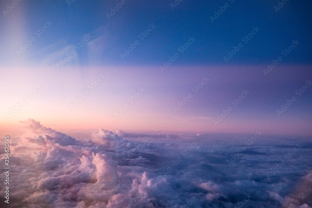 Cloud view from Aeroplane during sunset or sunrise.