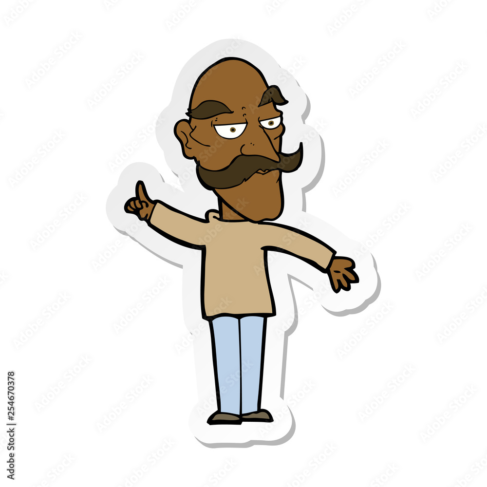 sticker of a cartoon old man telling story
