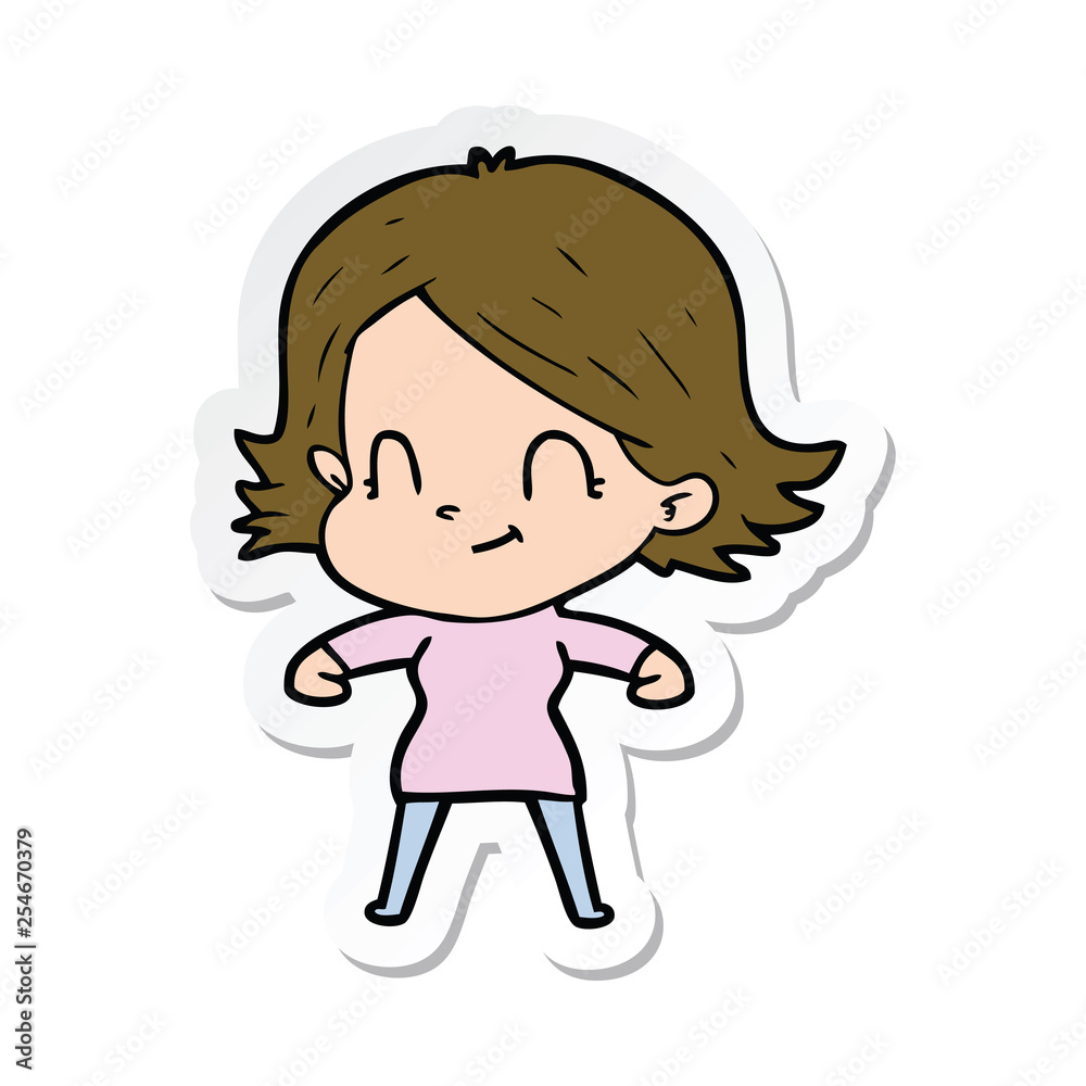 sticker of a cartoon friendly girl sticker of a cartoon friendly girl