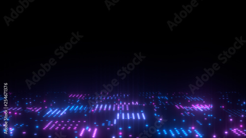 3d abstract art background render  circles and dots on the black  retrowave and synthwave illustration.