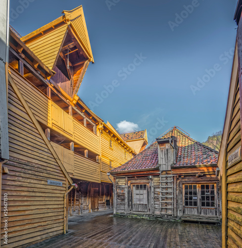 Bergen Stadt Norwegen Bryggen Panorama