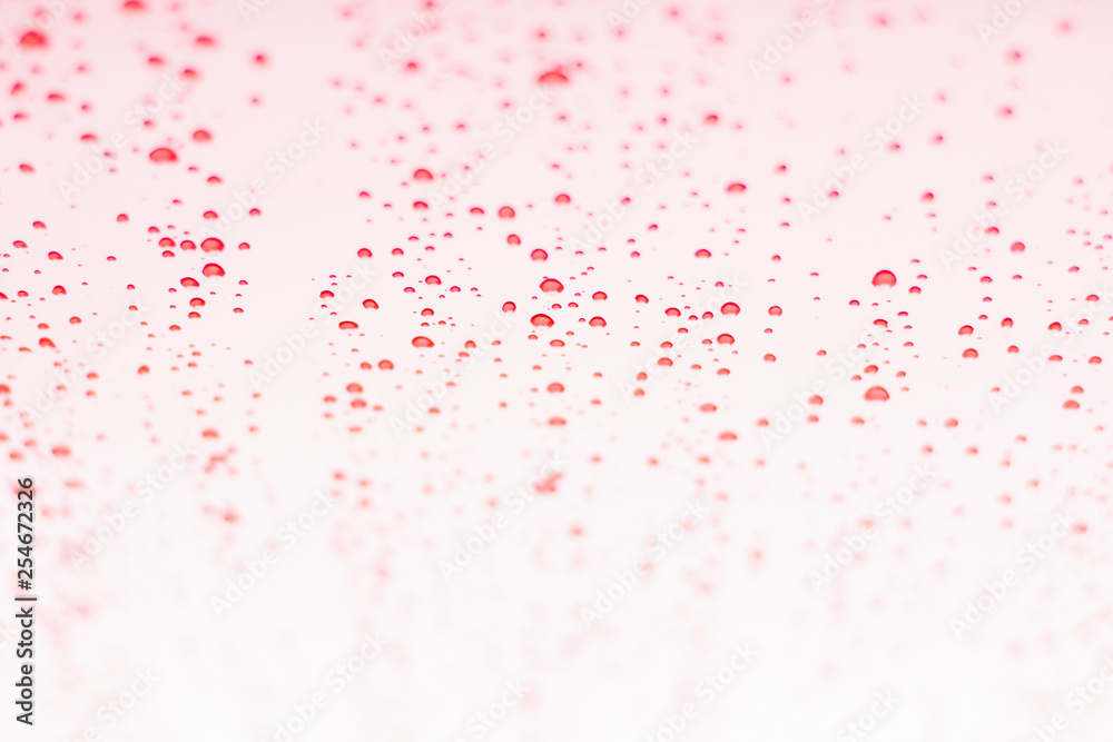 soft focus white perspective area with red tint and water drops on surface, upside down abstract background graphic wallpaper pattern 