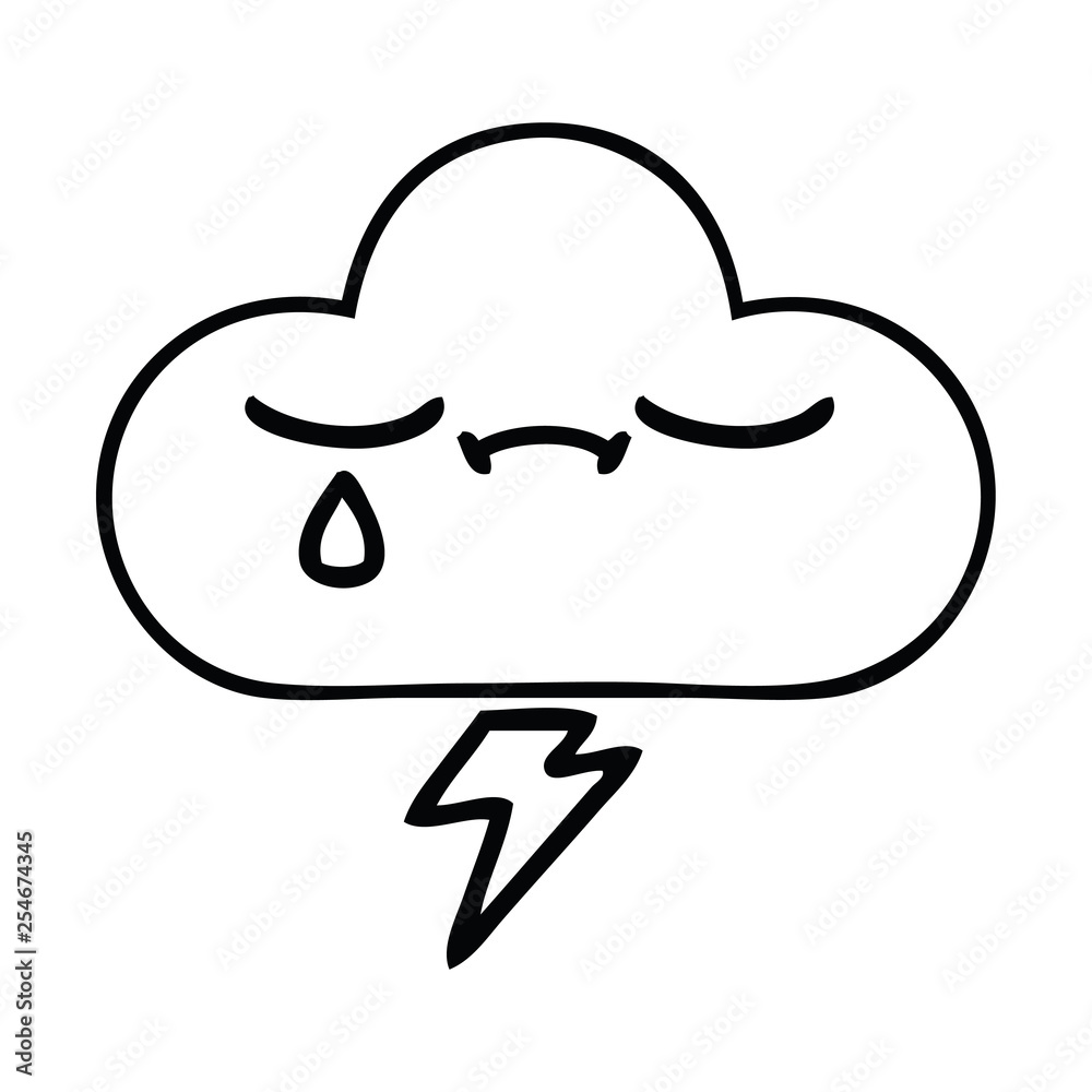 line drawing cartoon thunder cloud line drawing cartoon thunder cloud