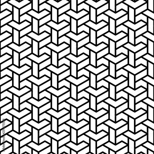 Fototapeta Naklejka Na Ścianę i Meble -  Seamless background for your designs. Modern vector black and white black and white ornament. Geometric abstract pattern