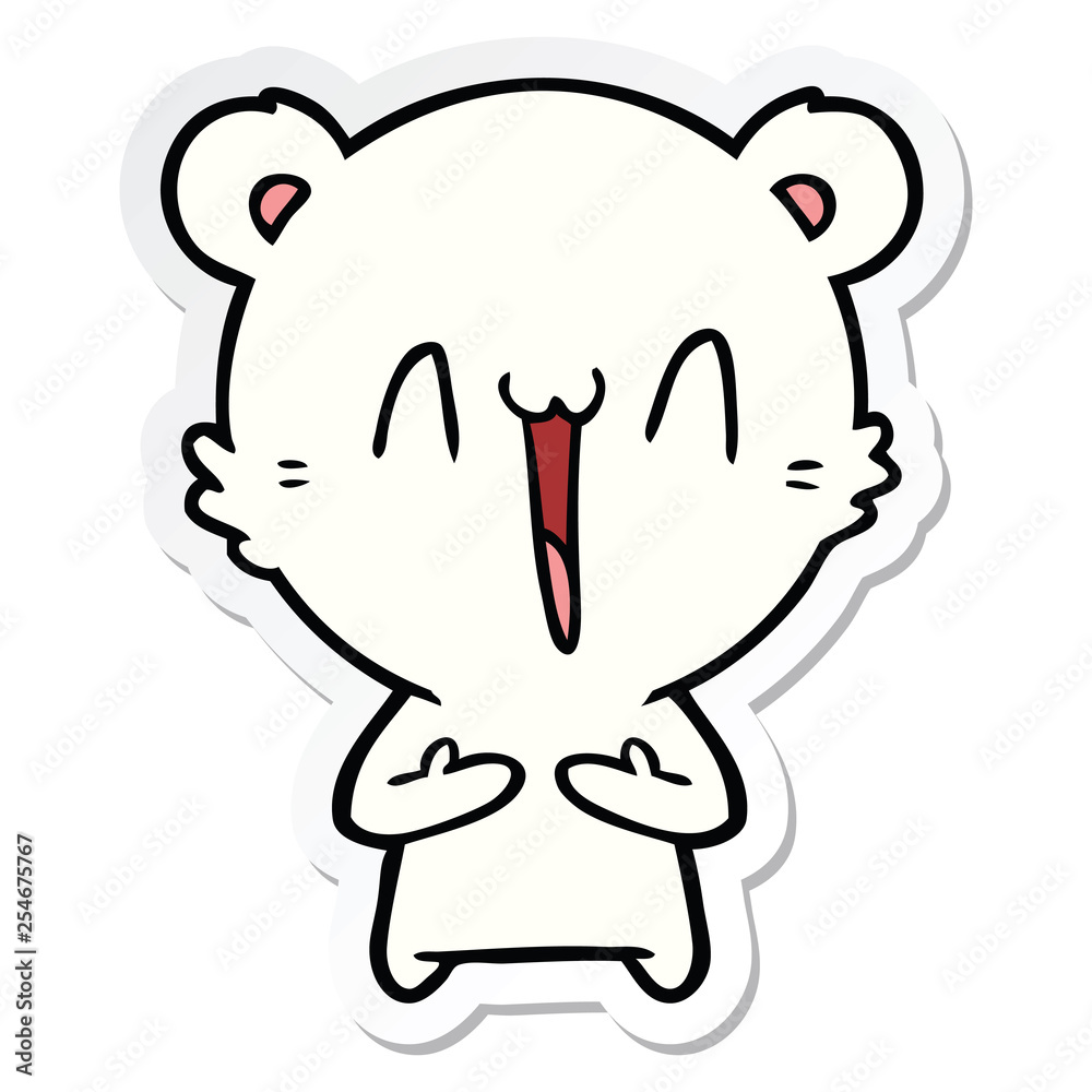 sticker of a happy polar bear cartoon sticker of a happy polar bear cartoon