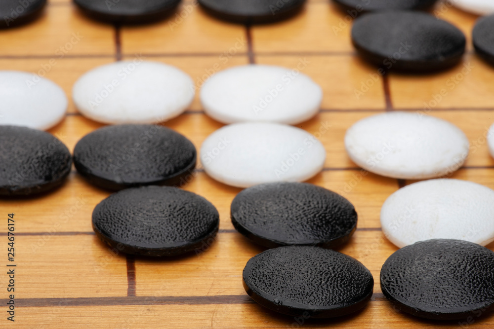 Go board,traditional Chinese strategy board game.Game brain training Go board,traditional Chinese strategy board game.Game brain training