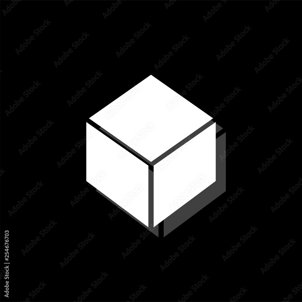 Geometric cube icon flat Geometric cube icon flat