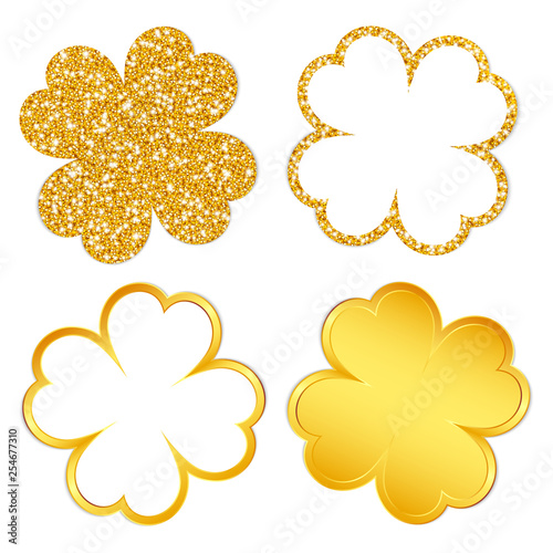 4 Kleeblätter Glitzer & Glanz Gold