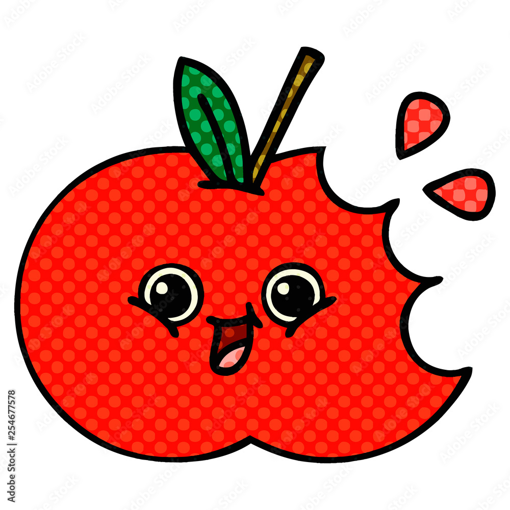 Naklejka premium comic book style cartoon red apple