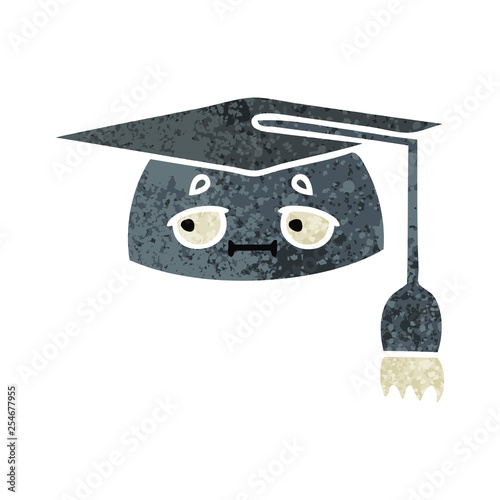 retro illustration style cartoon graduation hat