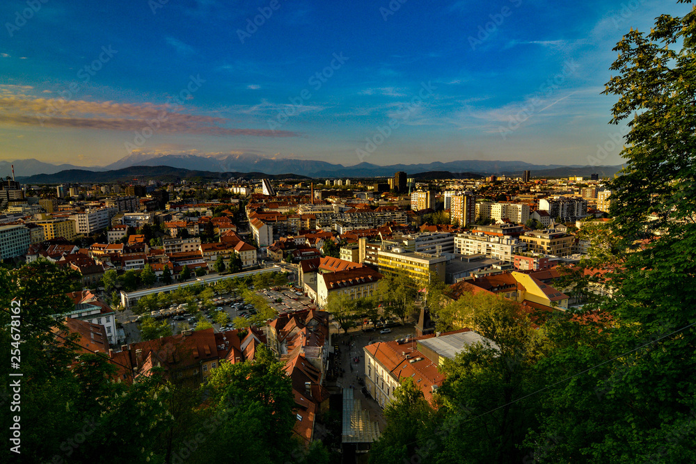 View from the funicular railway to Ljubljana Castle