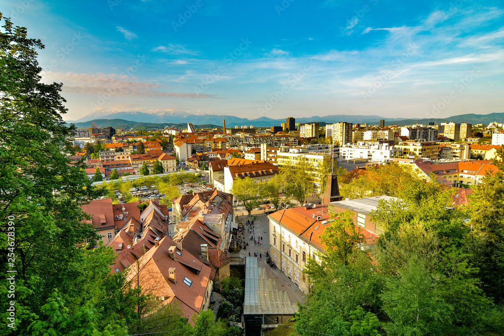 View from the funicular railway to Ljubljana Castle