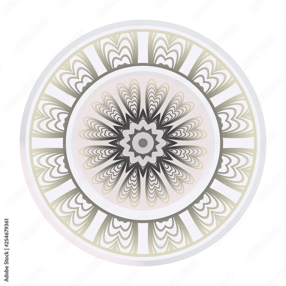 Design With Beautiful Floral Mandala Ornament. Vector Illustration. For Coloring Book, Greeting Card, Invitation, Tattoo. Anti-Stress Therapy Pattern. Indian, Moroccan, Mystic, Ottoman Motifs
