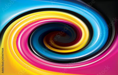 Vector swirl background of primary colors printing process  CMYK