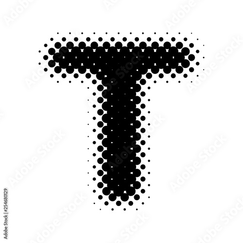 Halftone Letter "T" Vector Logo in Pop Art Style