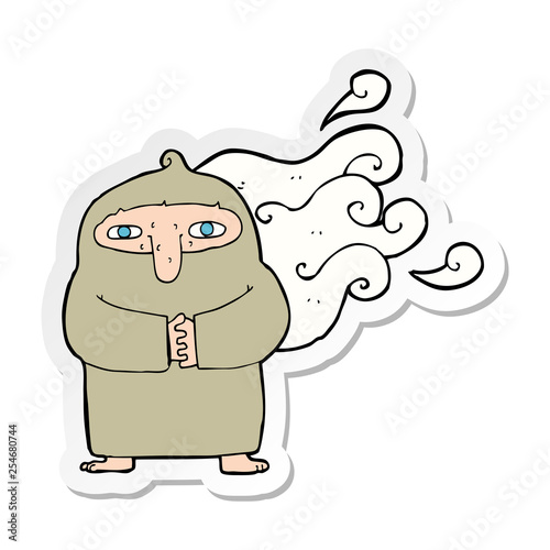 sticker of a cartoon smelly monk