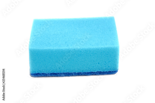 Blue dishwashing sponge  isolate on white