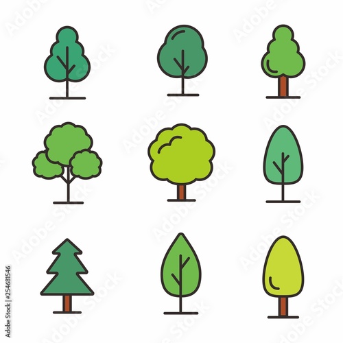 Set of tree vector illustration isolated on white, tree icon 