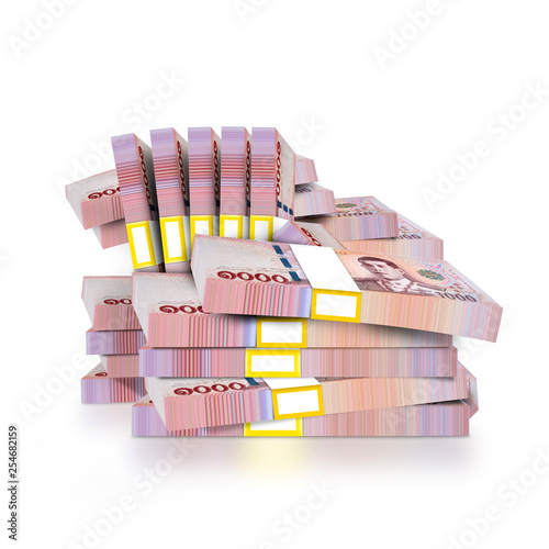 Thai money 1000 baht.1000 baht on white background.With Clipping Path.