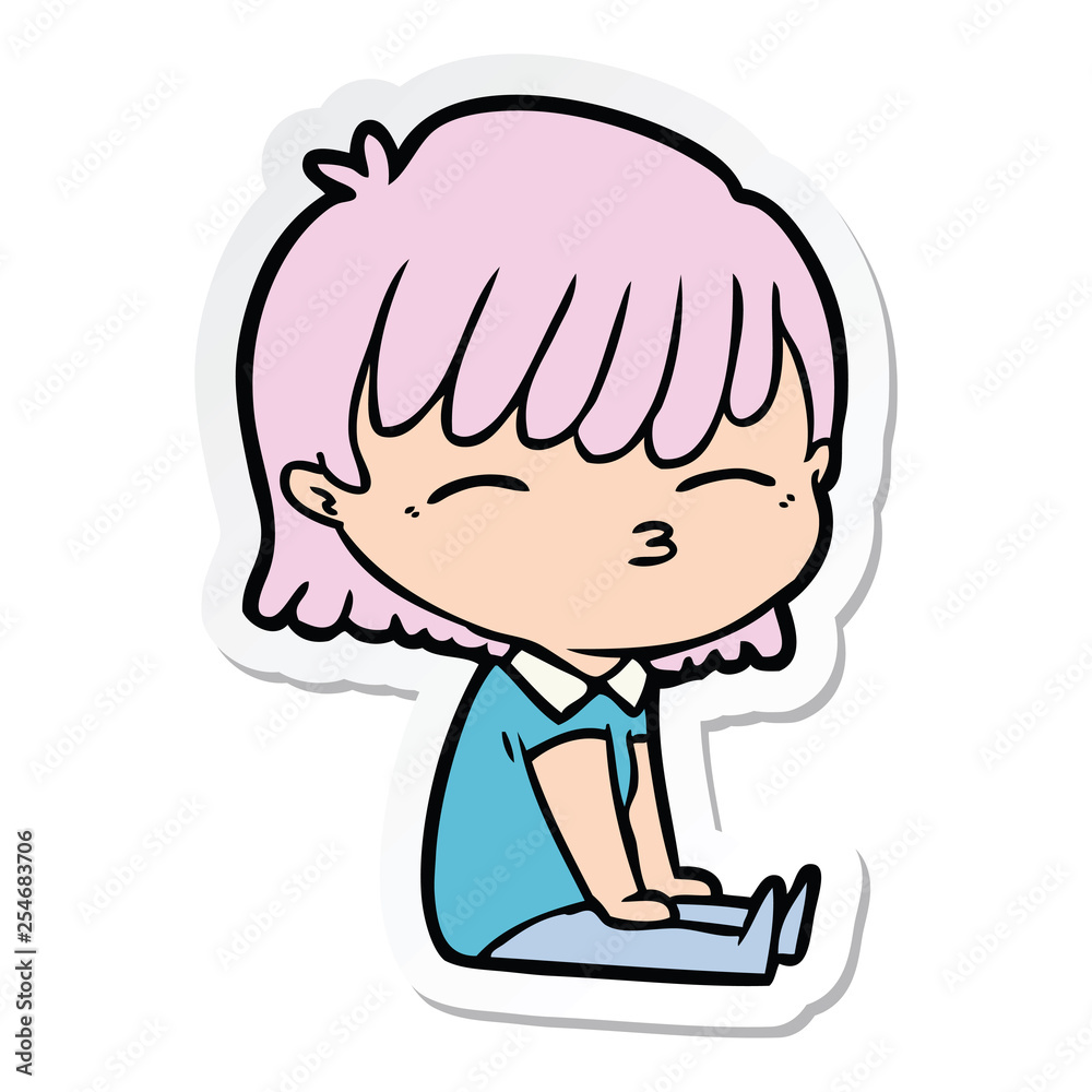 sticker of a cartoon woman