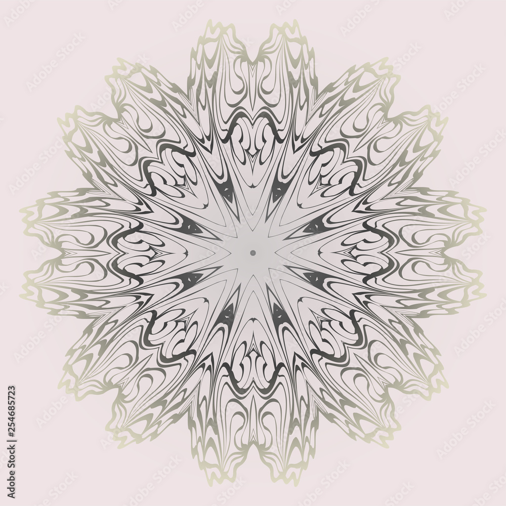 Decorative Ornament With Mandala. Anti-Stress Therapy Pattern. Vector Illustration. Pastel, beige color Decorative Ornament With Mandala. Anti-Stress Therapy Pattern. Vector Illustration. Pastel, beige color