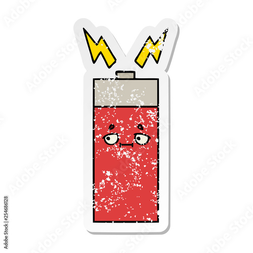 distressed sticker of a cute cartoon battery