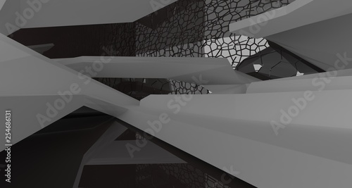 Tableau sur toile Abstract white and black interior multilevel public space with window