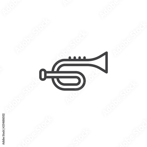Trumpet line icon. linear style sign for mobile concept and web design. Cornet musical instrument outline vector icon. Symbol, logo illustration. Pixel perfect vector graphics