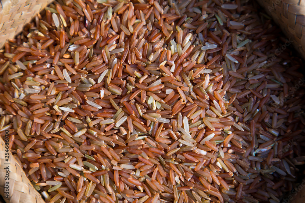 Organic red jasmine rice background, Food background Organic red jasmine rice background, Food background