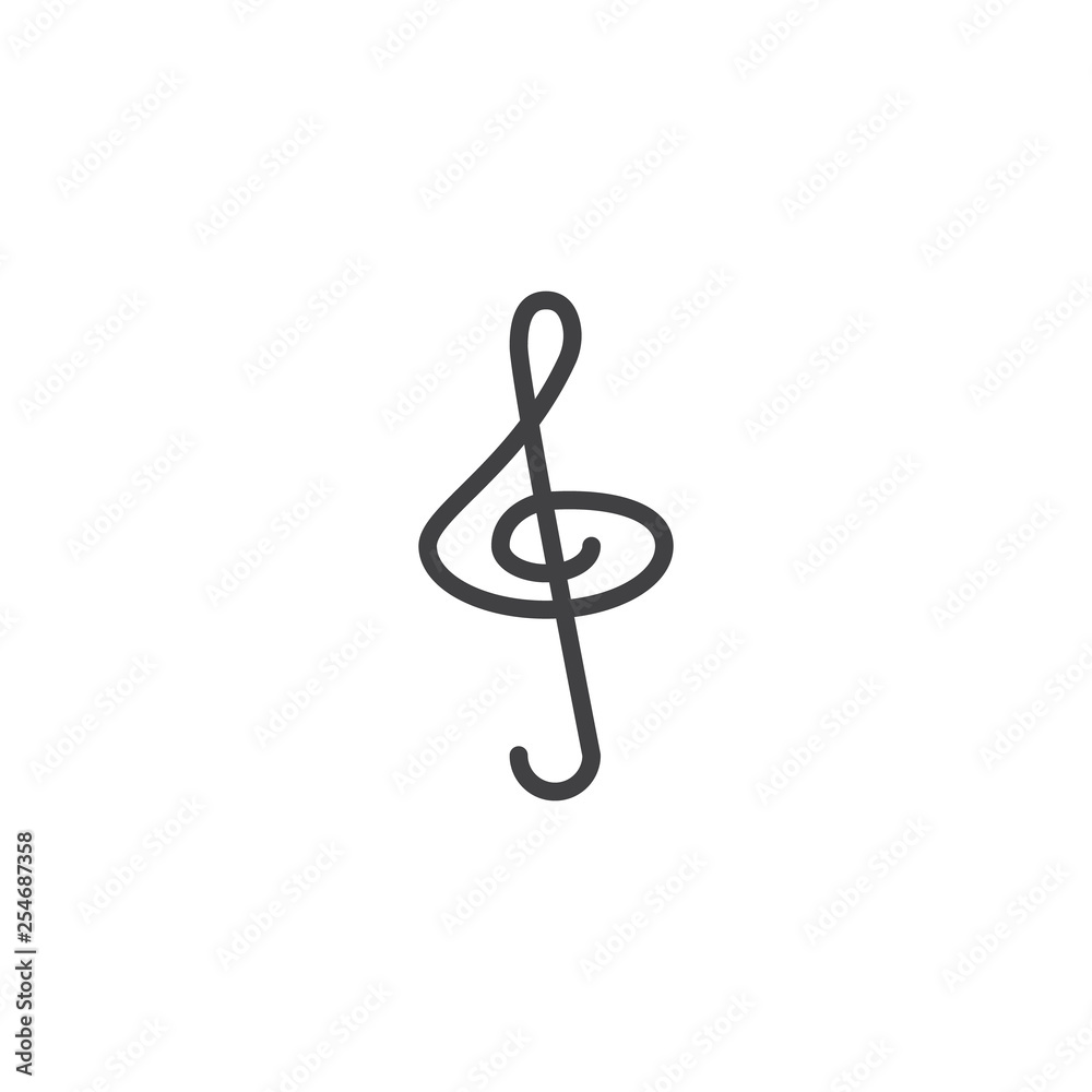 Treble clef line icon. linear style sign for mobile concept and web design. Music note outline vector icon. Symbol, logo illustration. Pixel perfect vector graphics Treble clef line icon. linear style sign for mobile concept and web design. Music note outline vector icon. Symbol, logo illustration. Pixel perfect vector graphics
