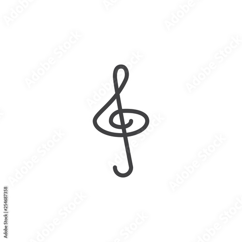 Treble clef line icon. linear style sign for mobile concept and web design. Music note outline vector icon. Symbol, logo illustration. Pixel perfect vector graphics