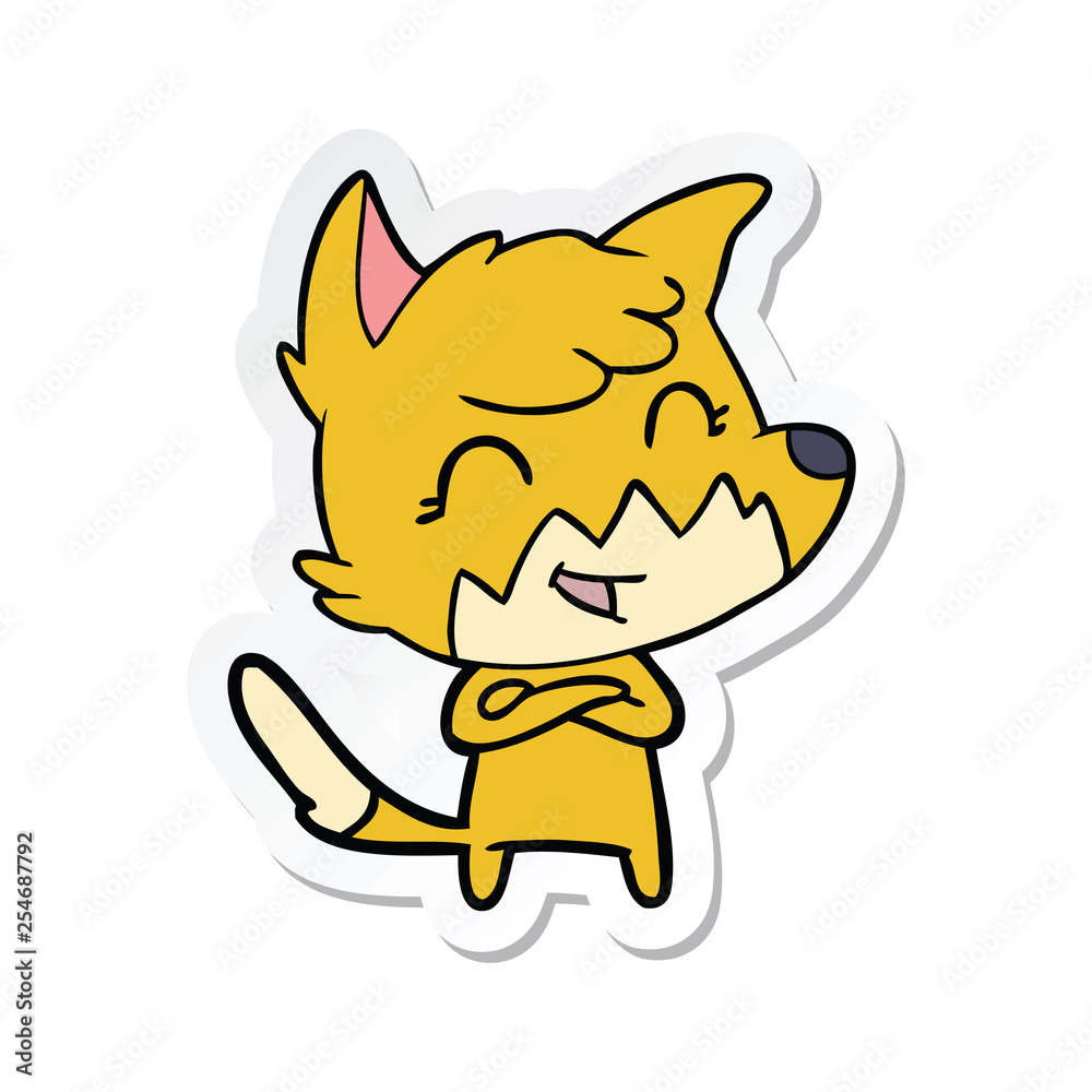 sticker of a happy cartoon fox sticker of a happy cartoon fox