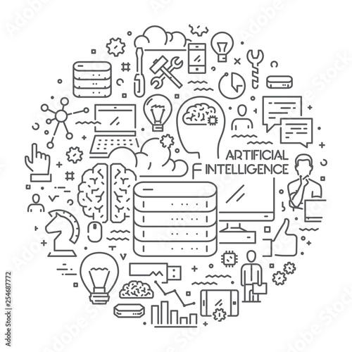 Vector line web concept for artificial intelligence