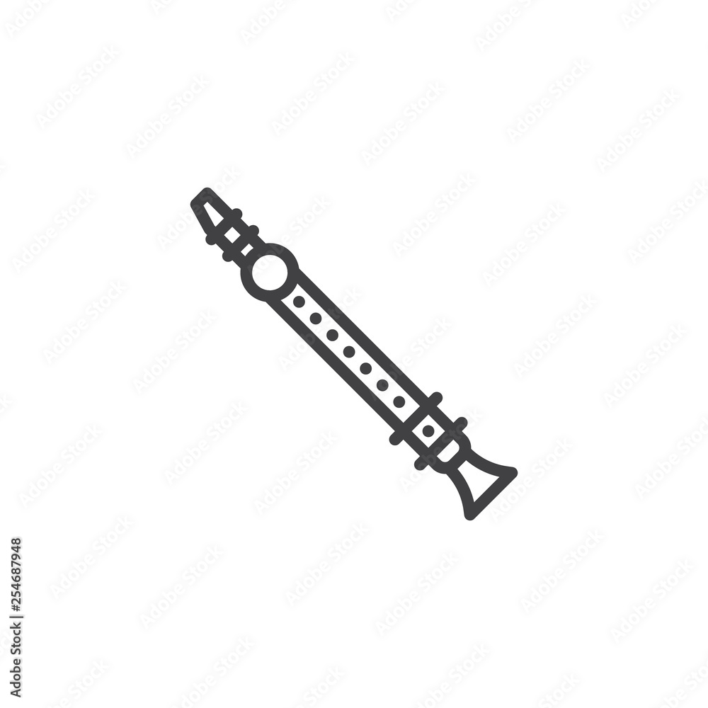 Clarinet line icon. linear style sign for mobile concept and web design. Piccolo outline vector icon. Musical instrument symbol, logo illustration. Pixel perfect vector graphics Clarinet line icon. linear style sign for mobile concept and web design. Piccolo outline vector icon. Musical instrument symbol, logo illustration. Pixel perfect vector graphics