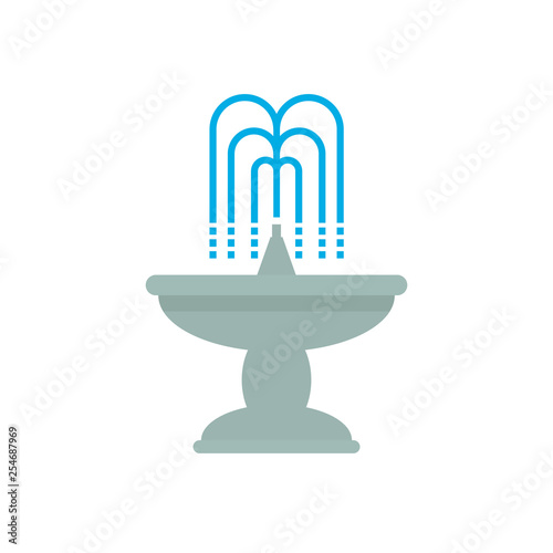 Fountain with water icon flat vector illustration isolated on white background
