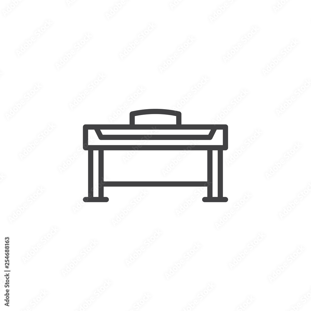 Electric piano line icon. linear style sign for mobile concept and web design. Modern piano outline vector icon. Musical instrument symbol, logo illustration. Pixel perfect vector graphics Electric piano line icon. linear style sign for mobile concept and web design. Modern piano outline vector icon. Musical instrument symbol, logo illustration. Pixel perfect vector graphics