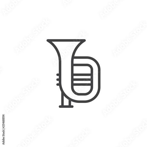 Tuba wind instrument line icon. linear style sign for mobile concept and web design. Musical instrument outline vector icon. Symbol, logo illustration. Pixel perfect vector graphics