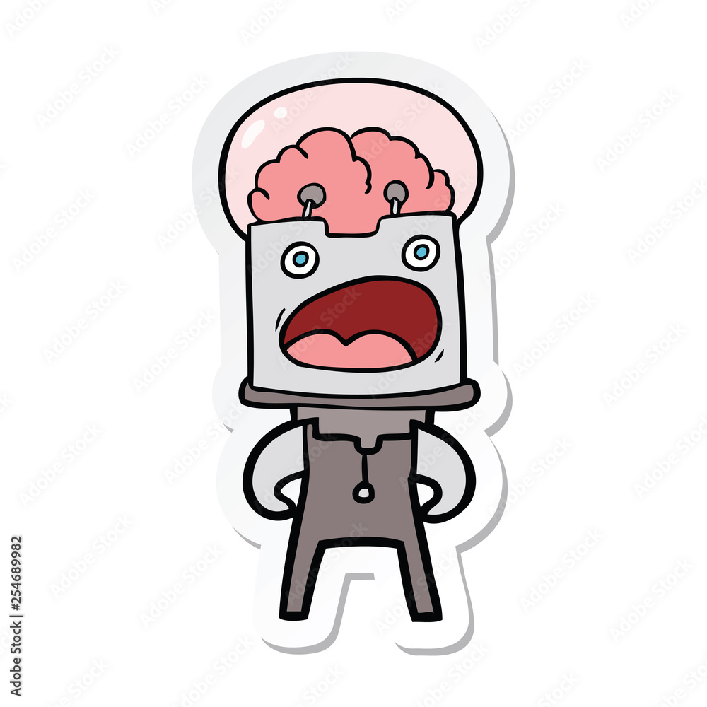 sticker of a cartoon robot sticker of a cartoon robot