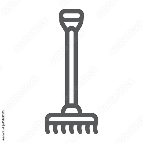 Rake line icon, agriculture and garden, instrument sign, vector graphics, a linear pattern on a white background.