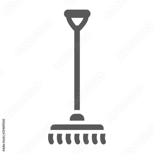 Rake glyph icon, agriculture and garden, instrument sign, vector graphics, a solid pattern on a white background.