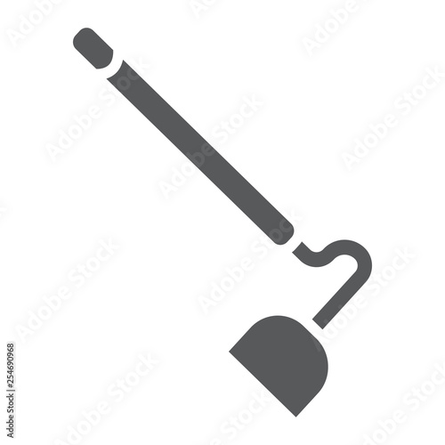 Hoe glyph icon, equipment and agriculture, tool sign, vector graphics, a solid pattern on a white background.