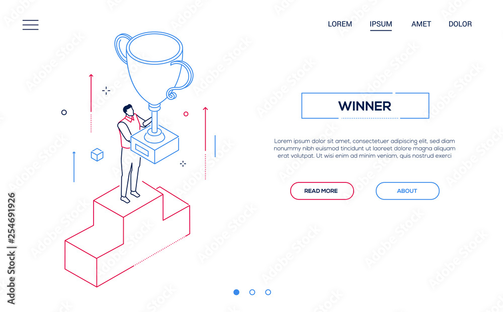 Winner - line design style isometric web banner Winner - line design style isometric web banner